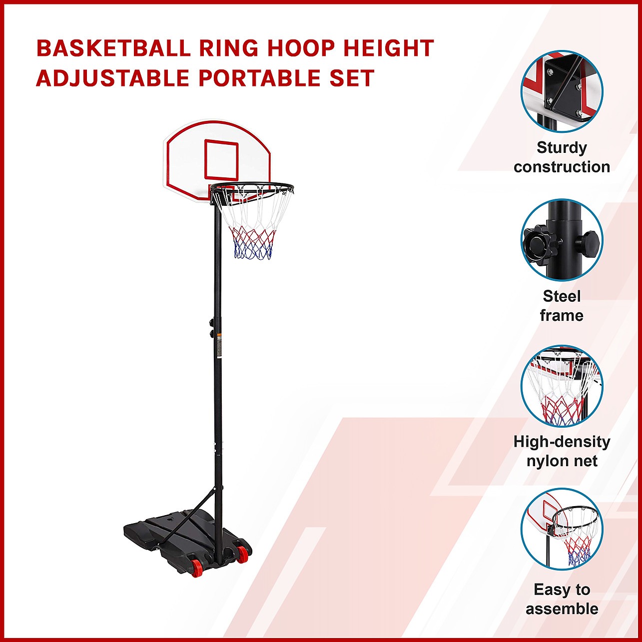 Rakon Portable Basketball Hoop Height Adjustable 5.4ft-7ft | AllSurplus